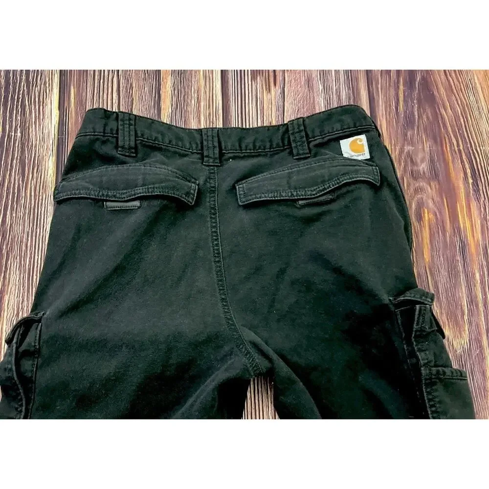 Carhartt Pants Black Relaxed Fit Cargo Pocket Rugged Flex Workwear Mens 32x32